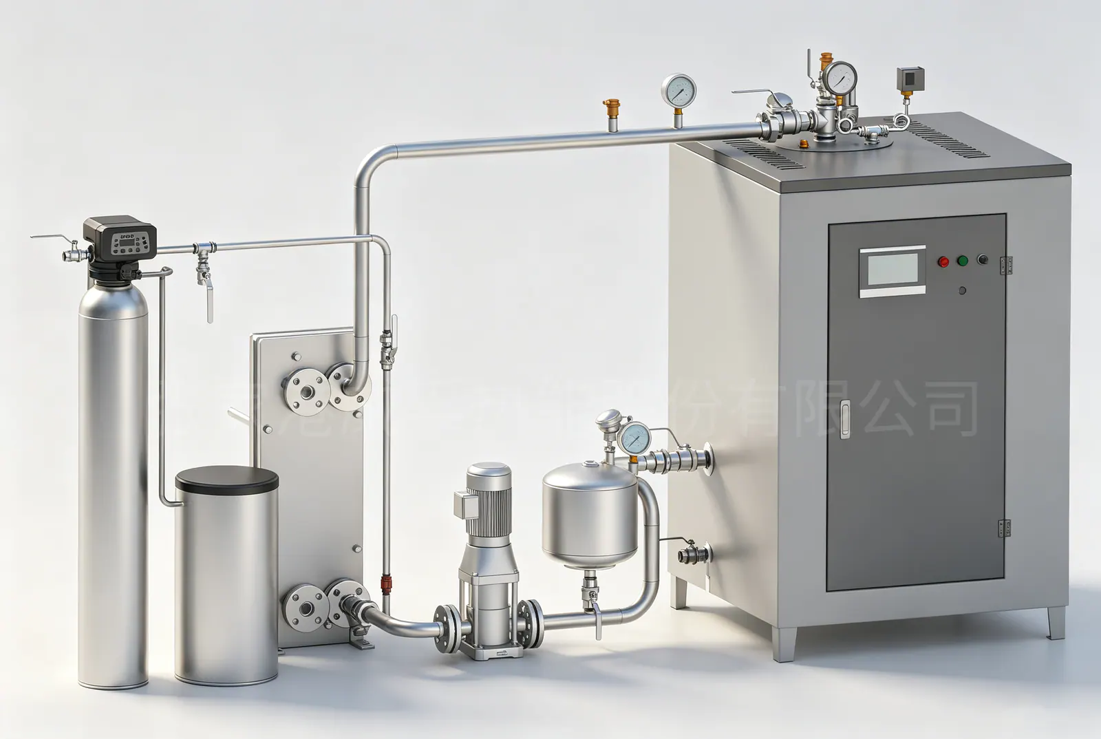A complete LDR package with water softener, plate heat exchanger and expansion vessel.