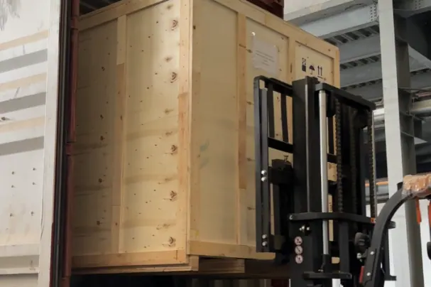 Crated accessories in the second container.