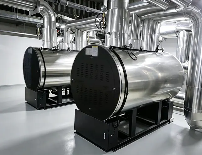 Two CWDR1 electric hot water boilers heating a shopping mall — Tianjin